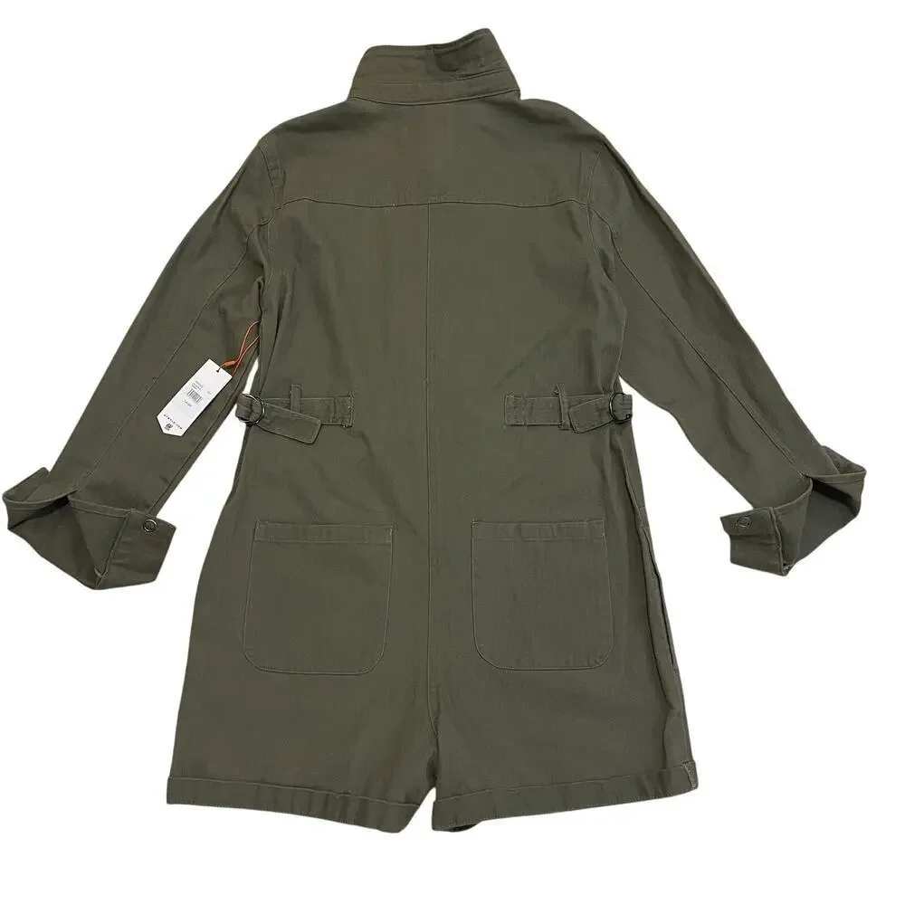 Atwyld Jumpsuit Olive Green | No Service Cotton Utility Romper Large NWT